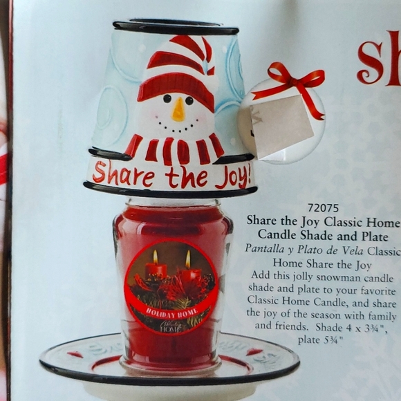Snowman Candle Shade/Topper & plate, fits small-medium jar candles NEW - Picture 9 of 9